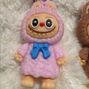 Colorful Plush Pom & Cute Character Keychain Purse Charm